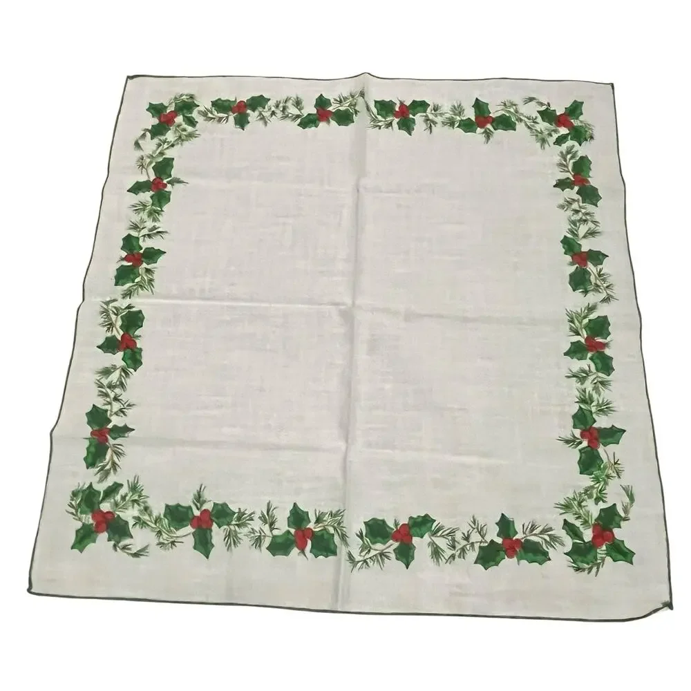 Vintage Cotton Holly Berry Napkins Set of 4